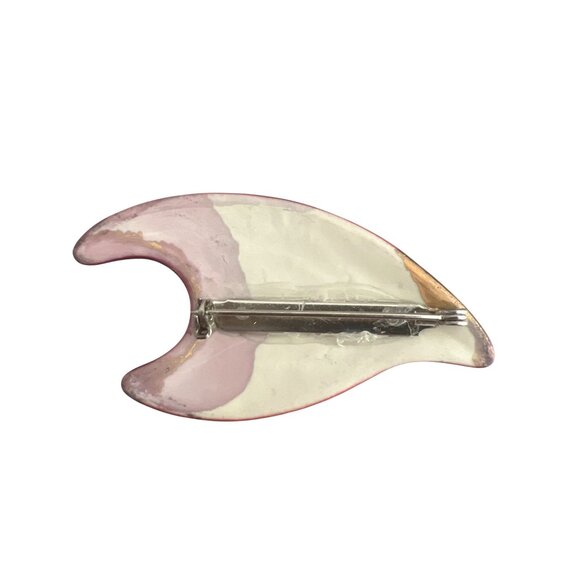 Vintage Artisan Pottery Clay Pin Brooch Wine Gold Abstract MCM Estate 2.5" - Picture 5 of 6